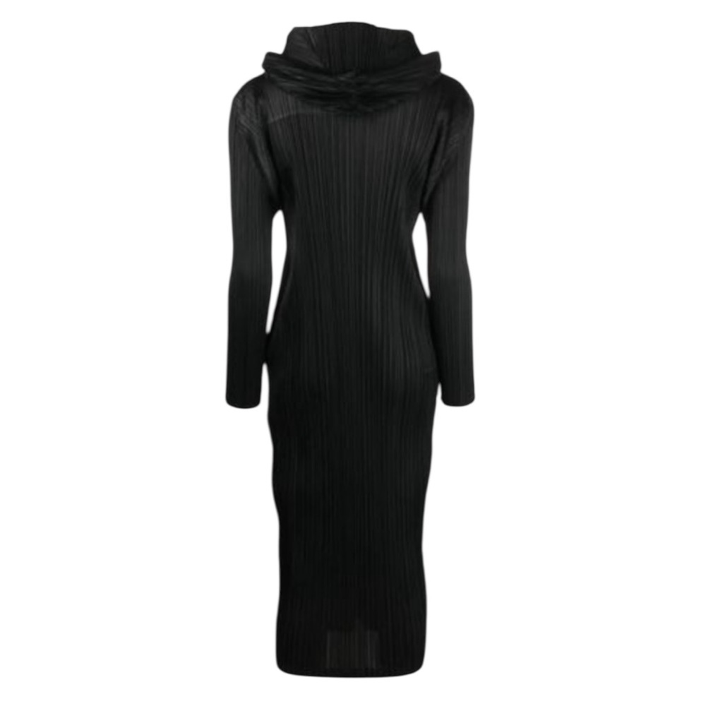 Issey Miyake Pleats Please Black Hooded Dress Size 3